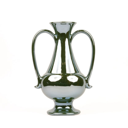 A Gleam in Green - Ceramic Amphora Vase