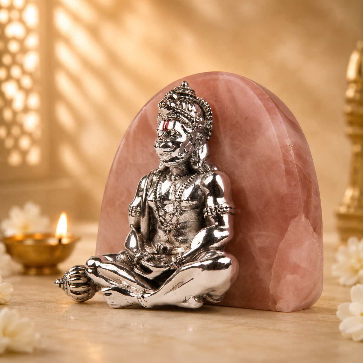 Meditating Hanuman Silver-Plated Idol Artarium