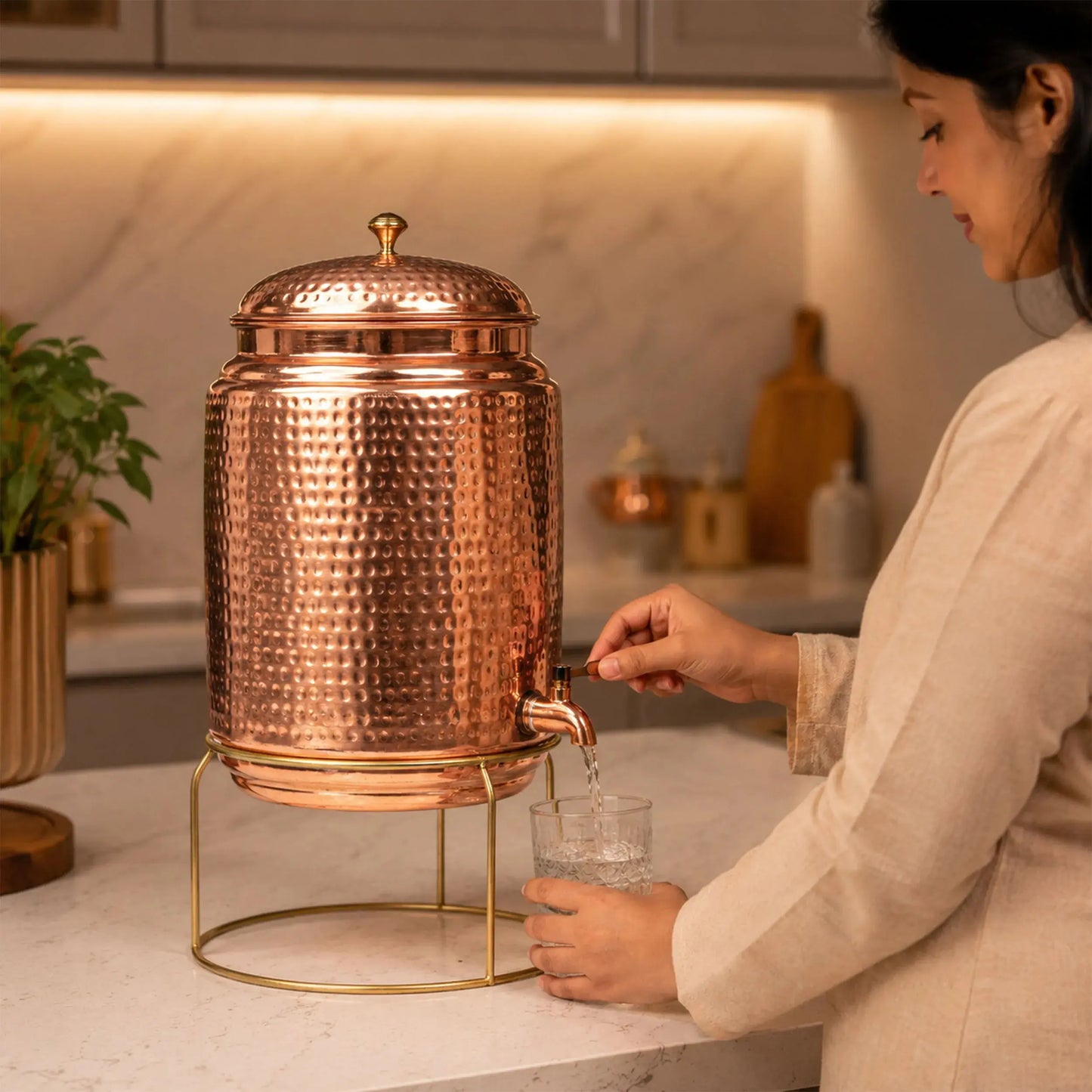 Hammered Copper Water Dispenser