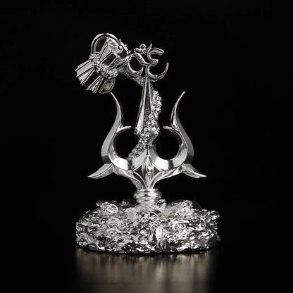 Lord Shiva Trishul With Damru Silver Plated