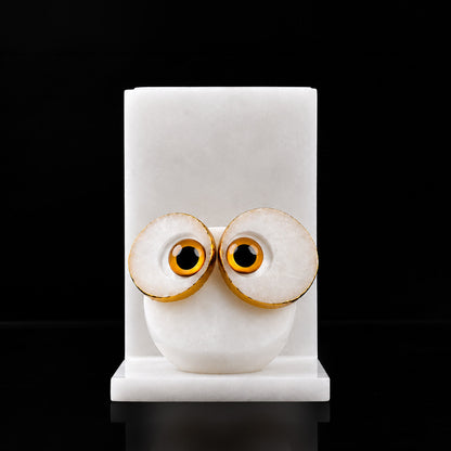 Imperial Alabaster Owl Crystal Bookend 