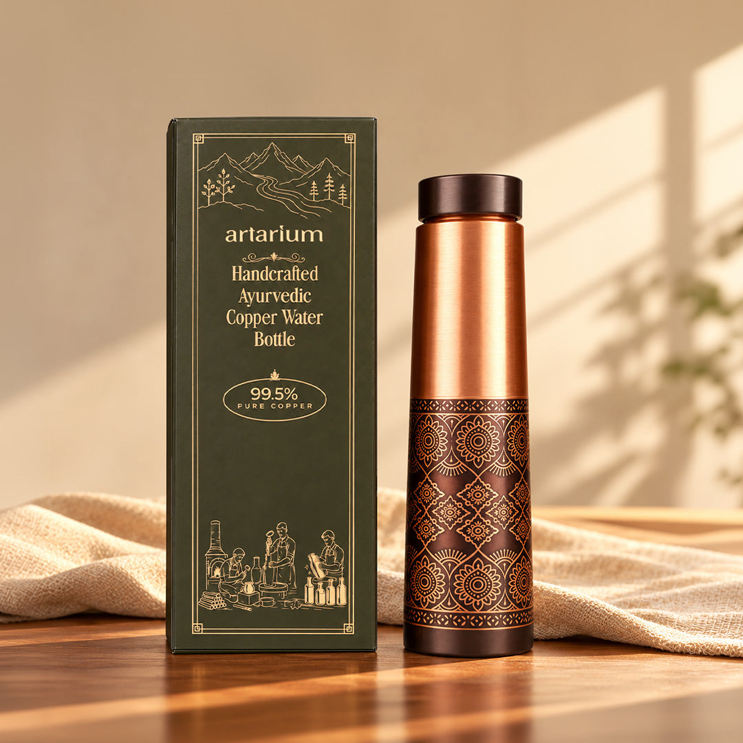 Dual Finish Copper Bottle with Premium Packaging 