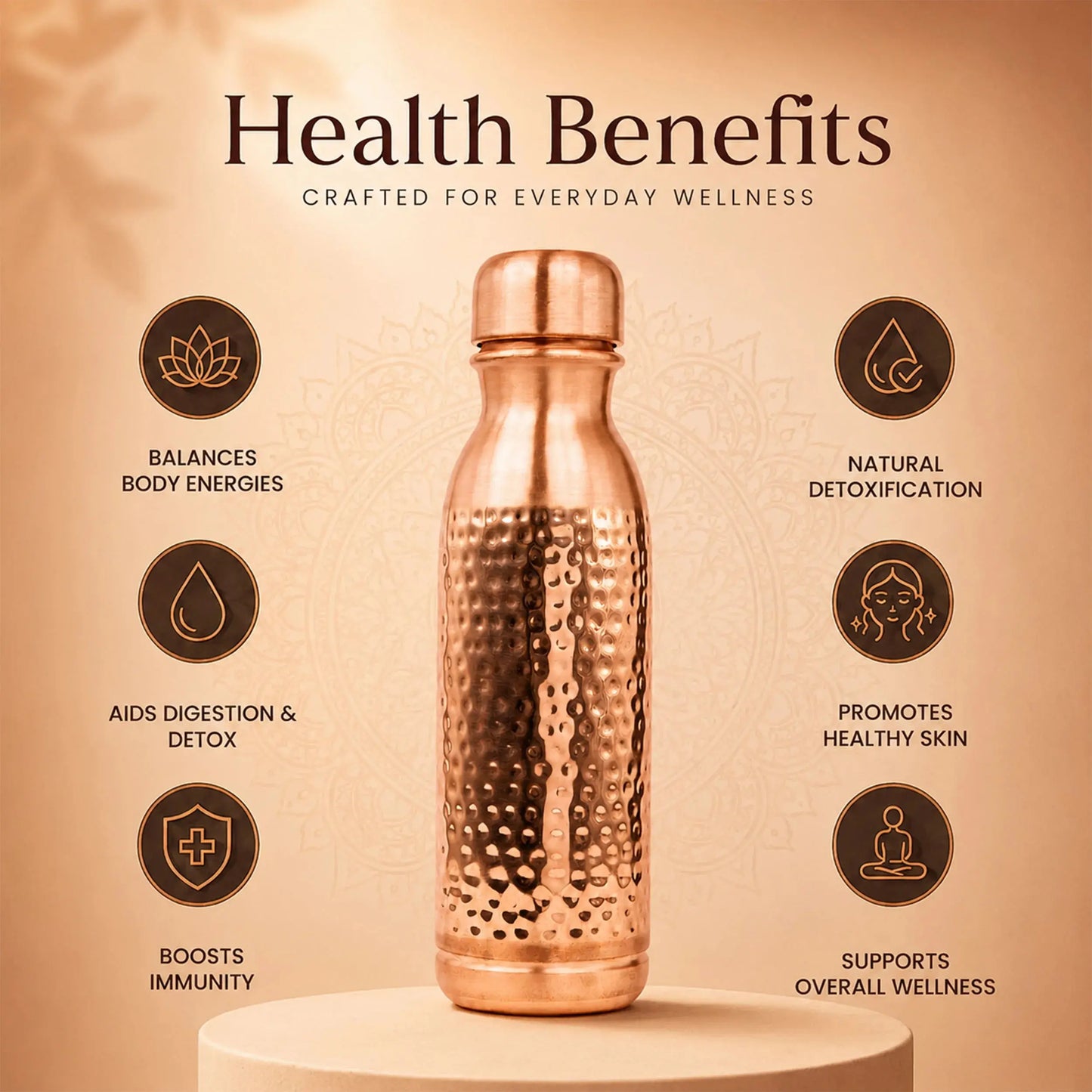Ayurveda-Inspired Hammered Copper Bottle