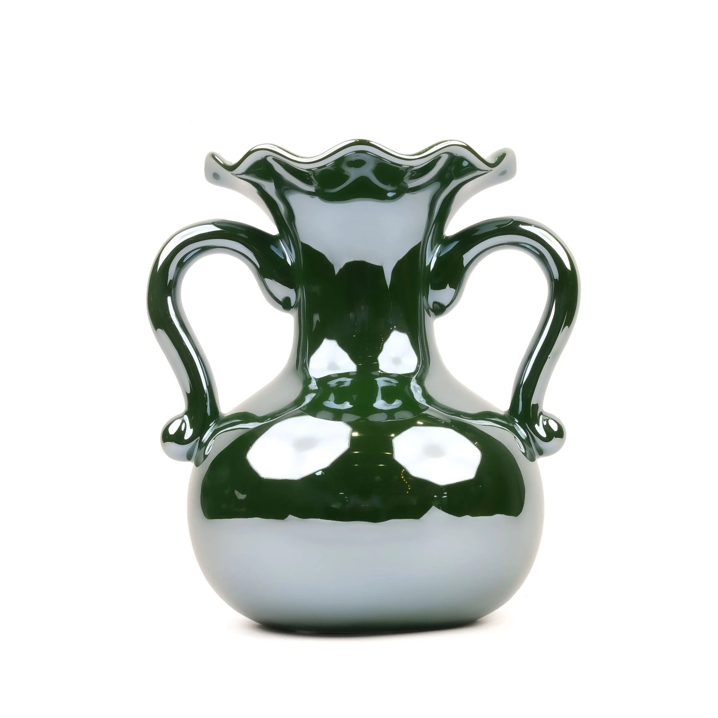 A Gleam in Green - Ceramic Baroque Vase