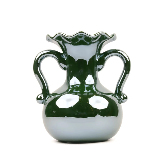 A Gleam in Green - Ceramic Baroque Vase