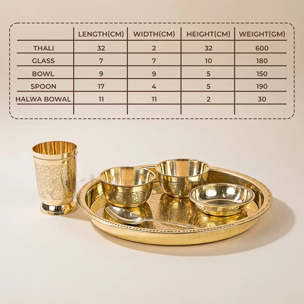 Brass Etching Dana Thali  - Set of 6