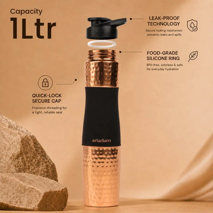 Hammered Copper Sipper Bottle Complete Kit