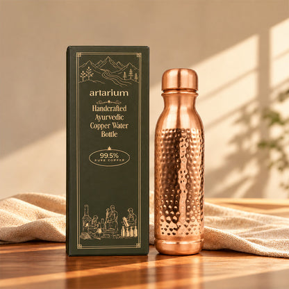 Ayurveda-Inspired Hammered Copper Bottle with Premium Packaging 