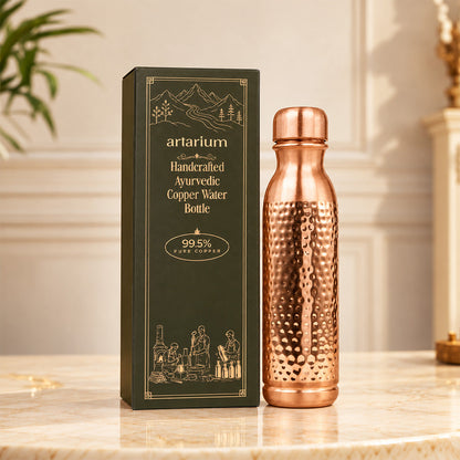 Ayurveda-Inspired Hammered Copper Bottle with Premium Packaging 