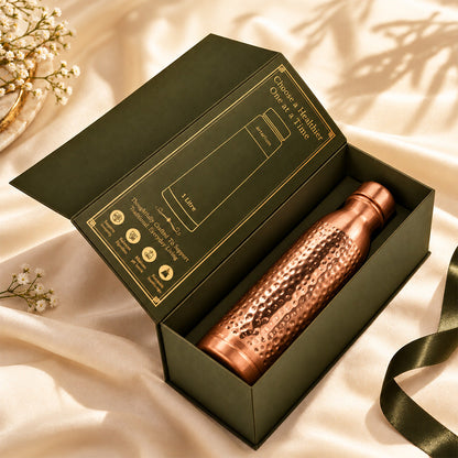 Ayurveda-Inspired Hammered Copper Bottle with Premium Packaging 