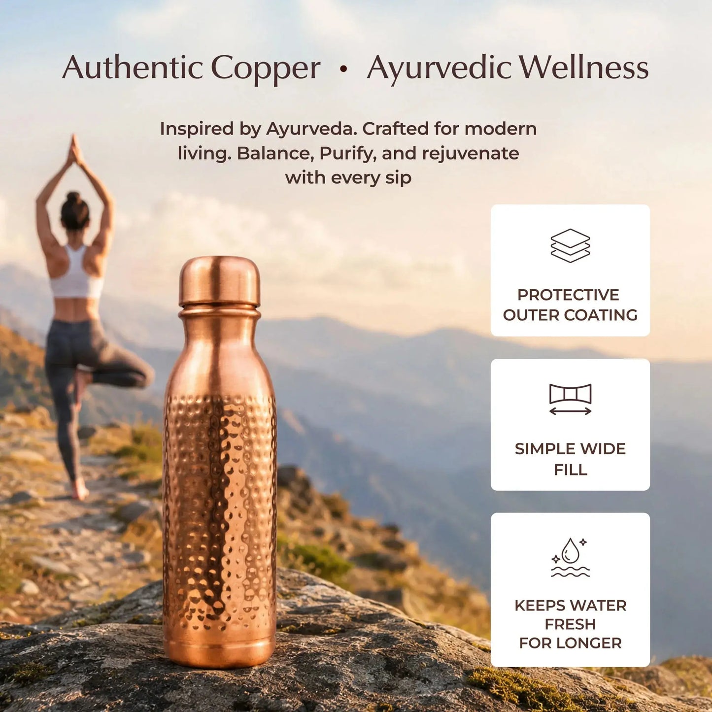 Ayurveda-Inspired Hammered Copper Bottle