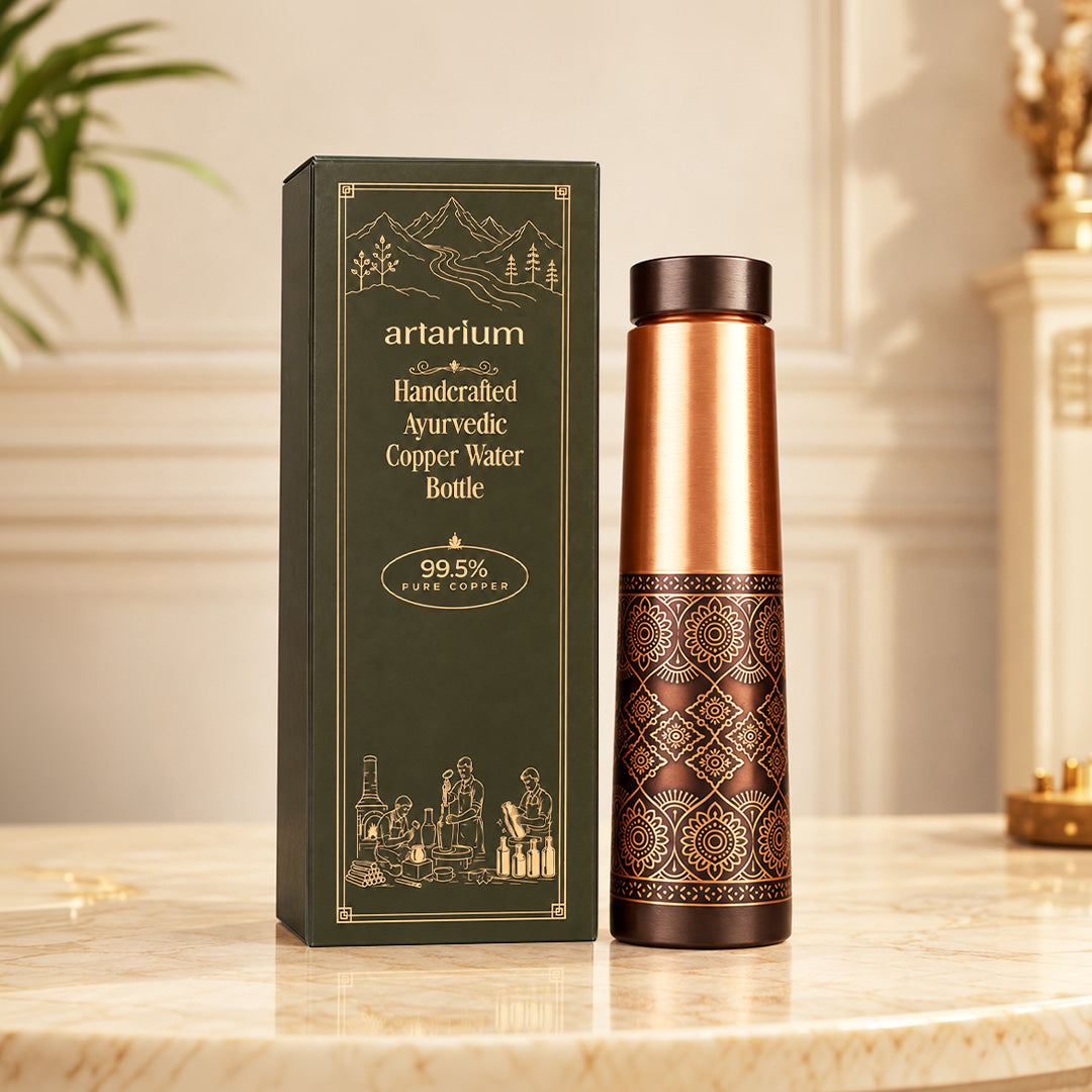 Dual Finish Copper Bottle with Premium Packaging 