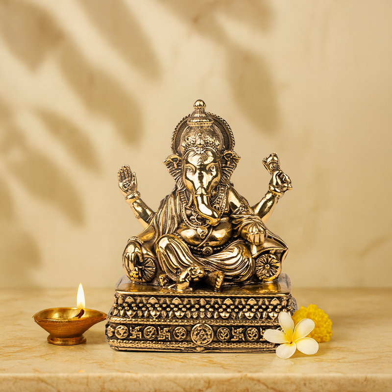 Brass Vinayaka Statue Gold Plated