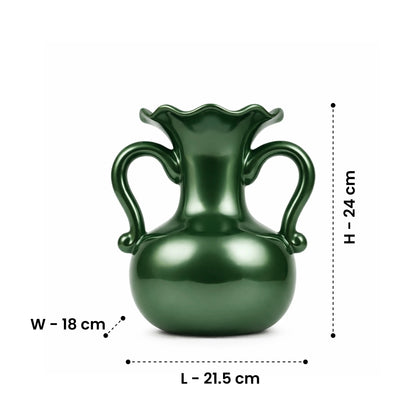 A Gleam in Green - Ceramic Baroque Vase