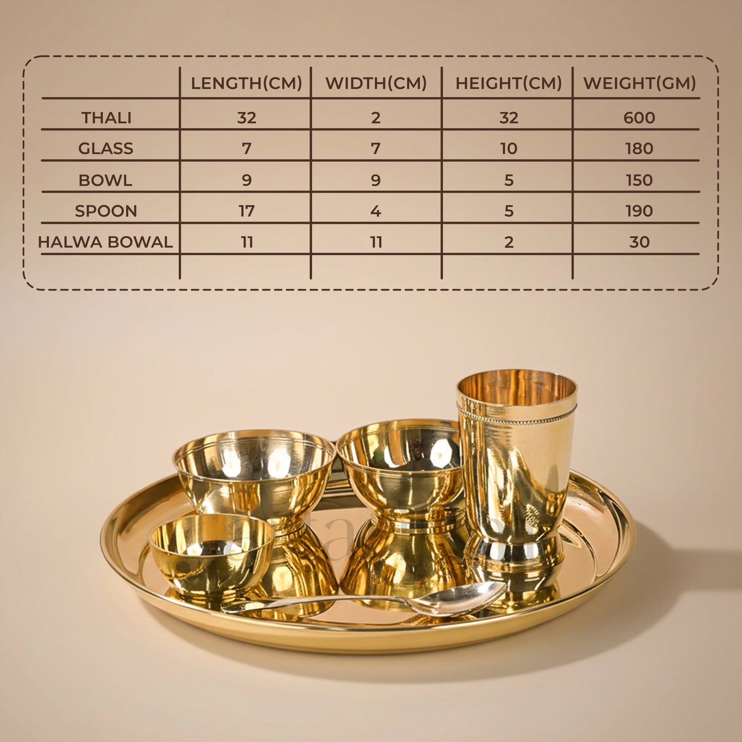 Brass Plain Thali set