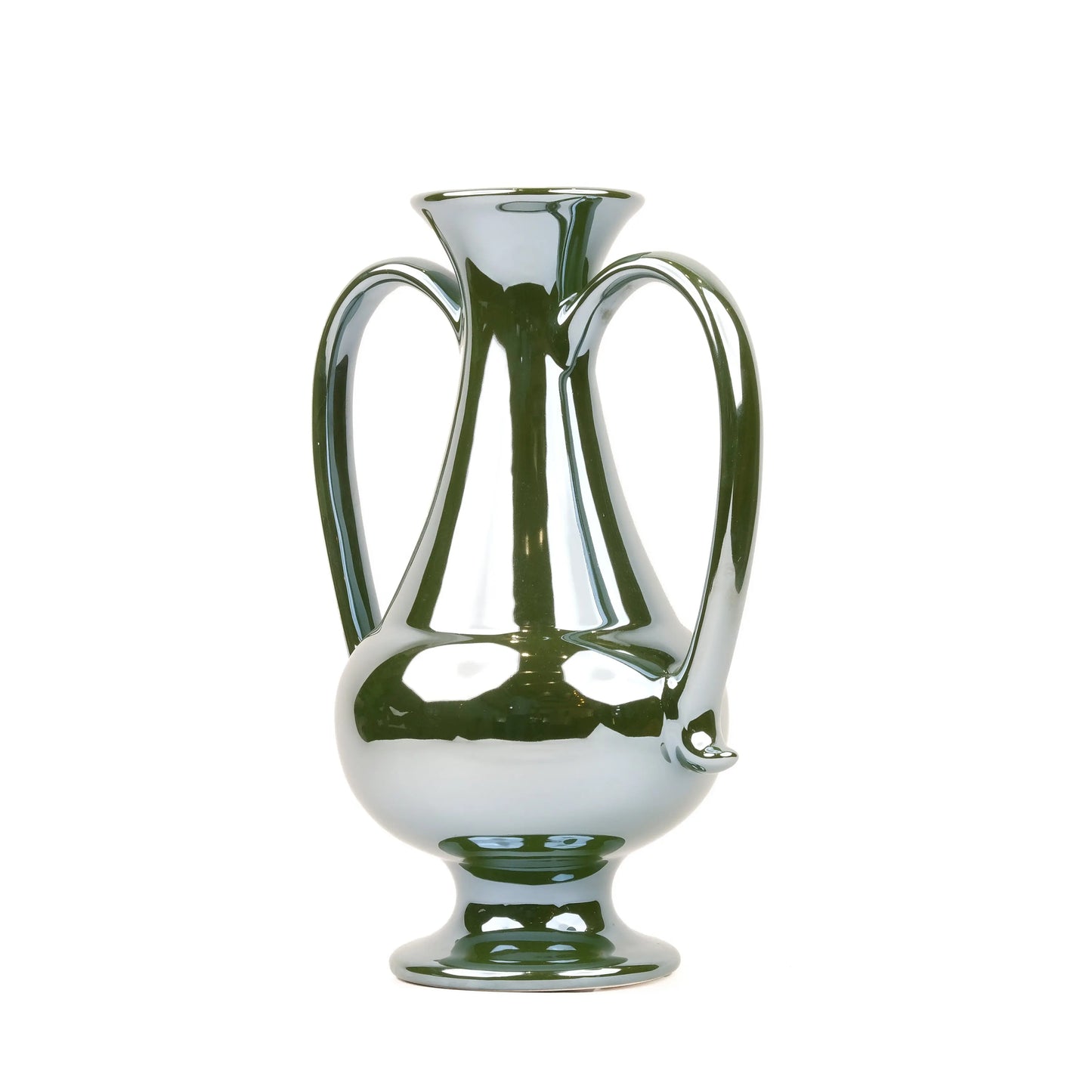 A Gleam in Green - Ceramic Amphora Vase