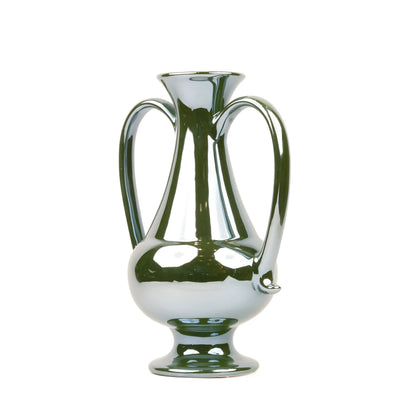 A Gleam in Green - Ceramic Amphora Vase