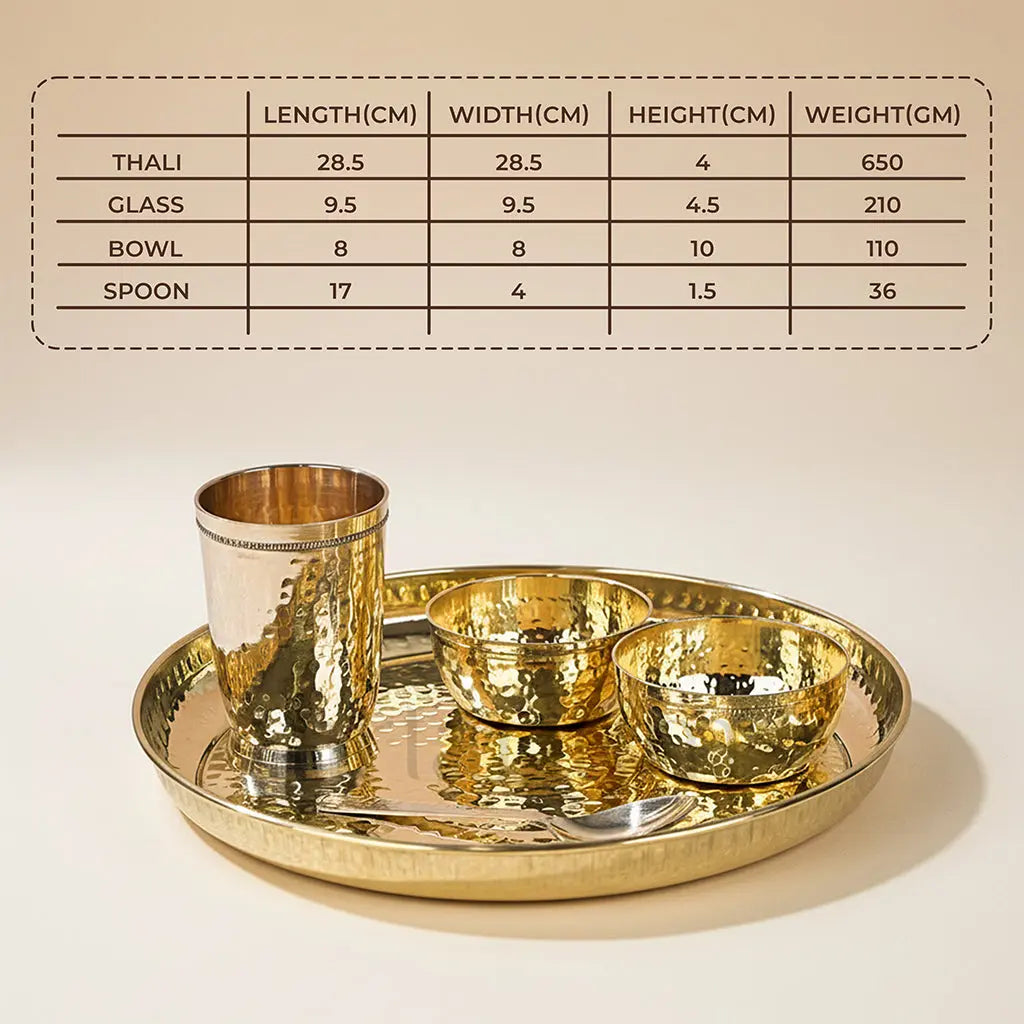 Brass Hammered thali set
