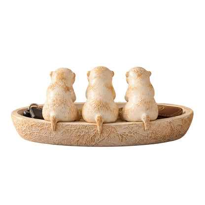 Sea Otter Family Tray Figurine 