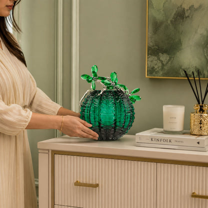 Emerald Leaf Crystal Vase 