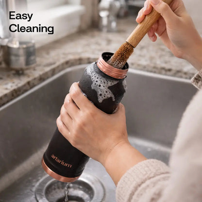 Eco-Friendly Copper Bottle with Straw & Cleaning Brush