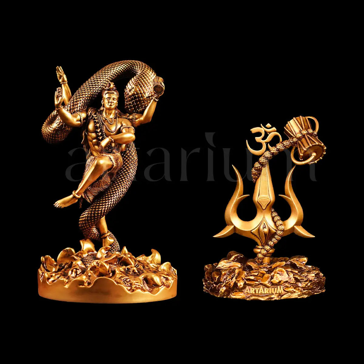 Mystical Shiva (9 Inch) & Lord Shiva Trishul with Damru Idols Set