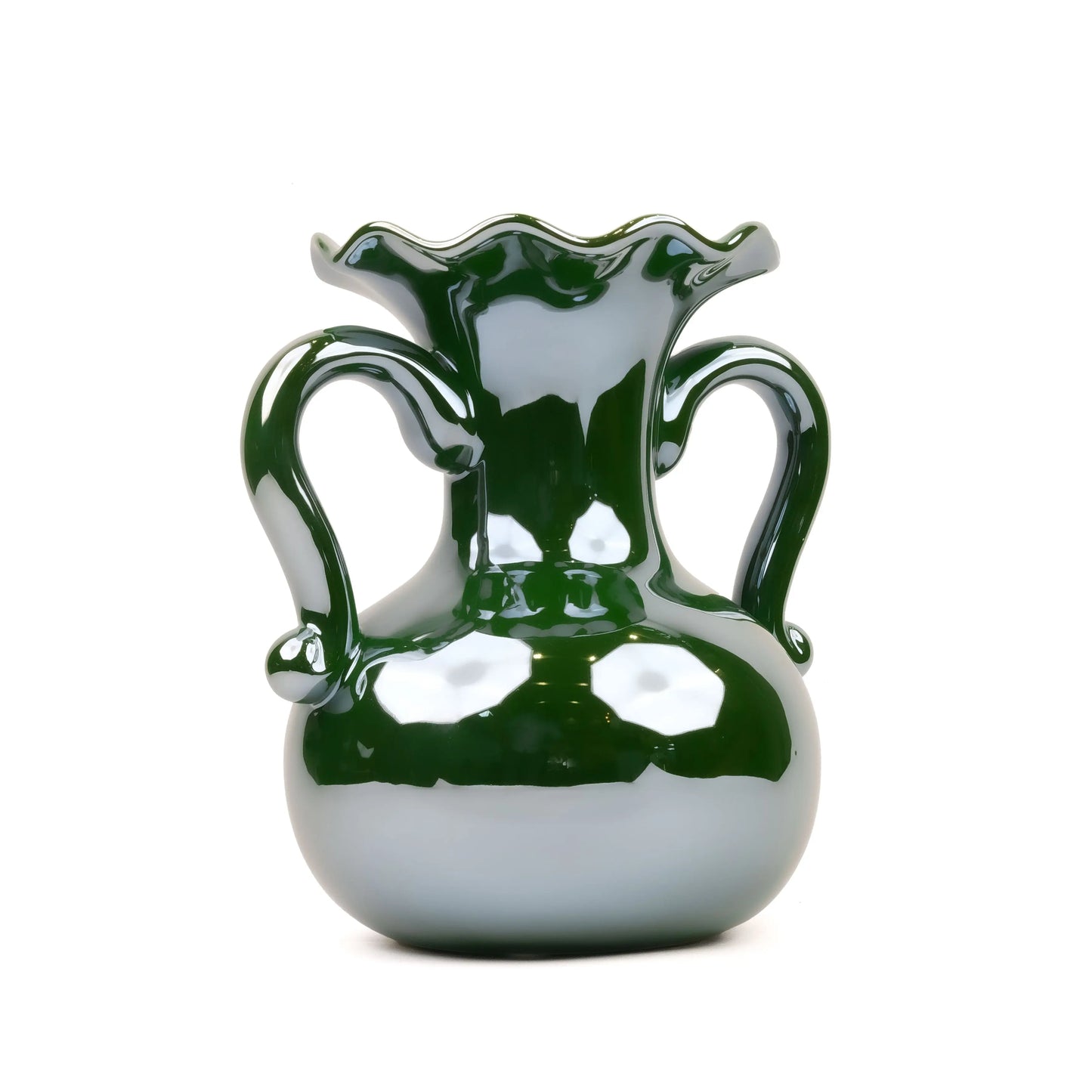 A Gleam in Green - Ceramic Baroque Vase