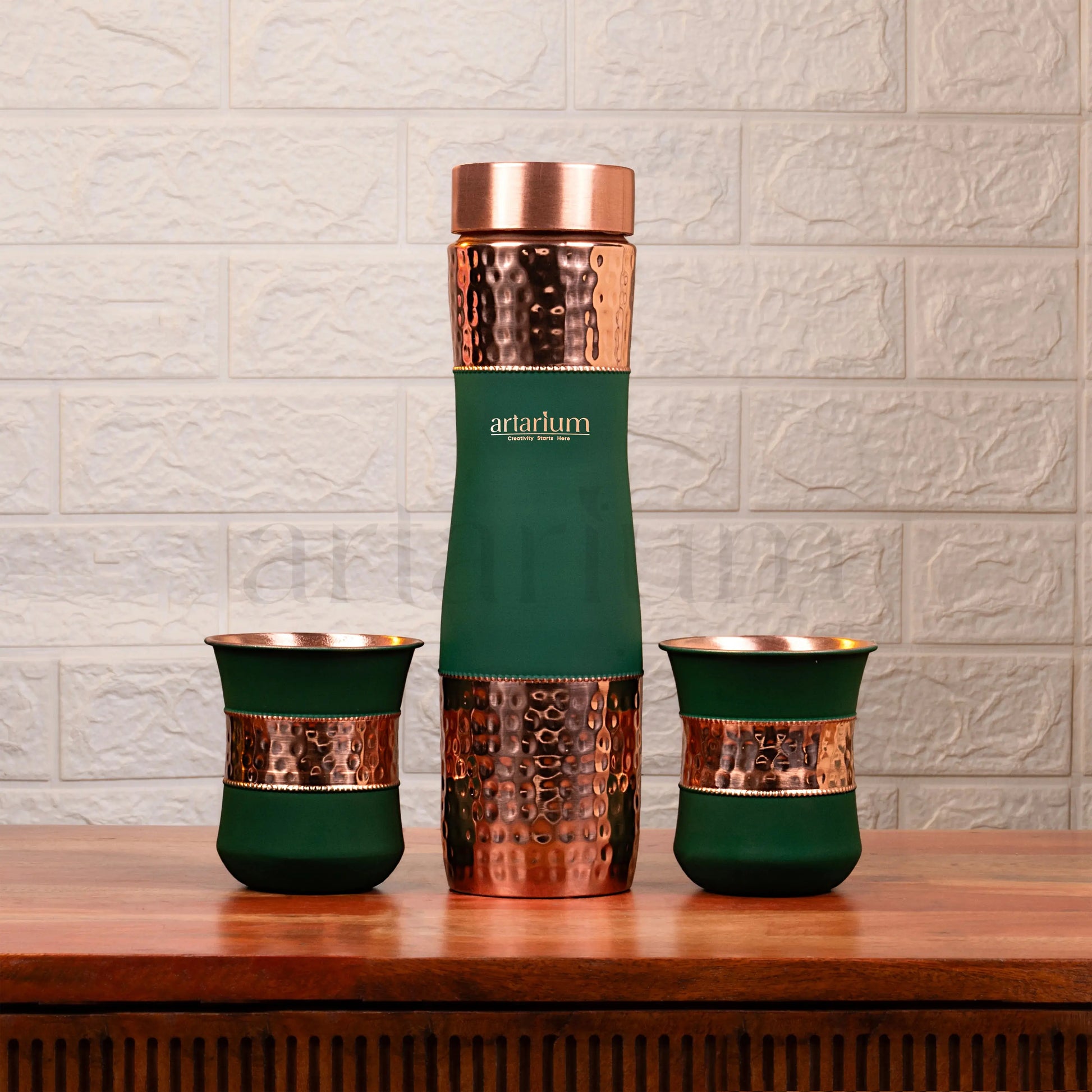Hammered Copper Bottle in Cups Artarium