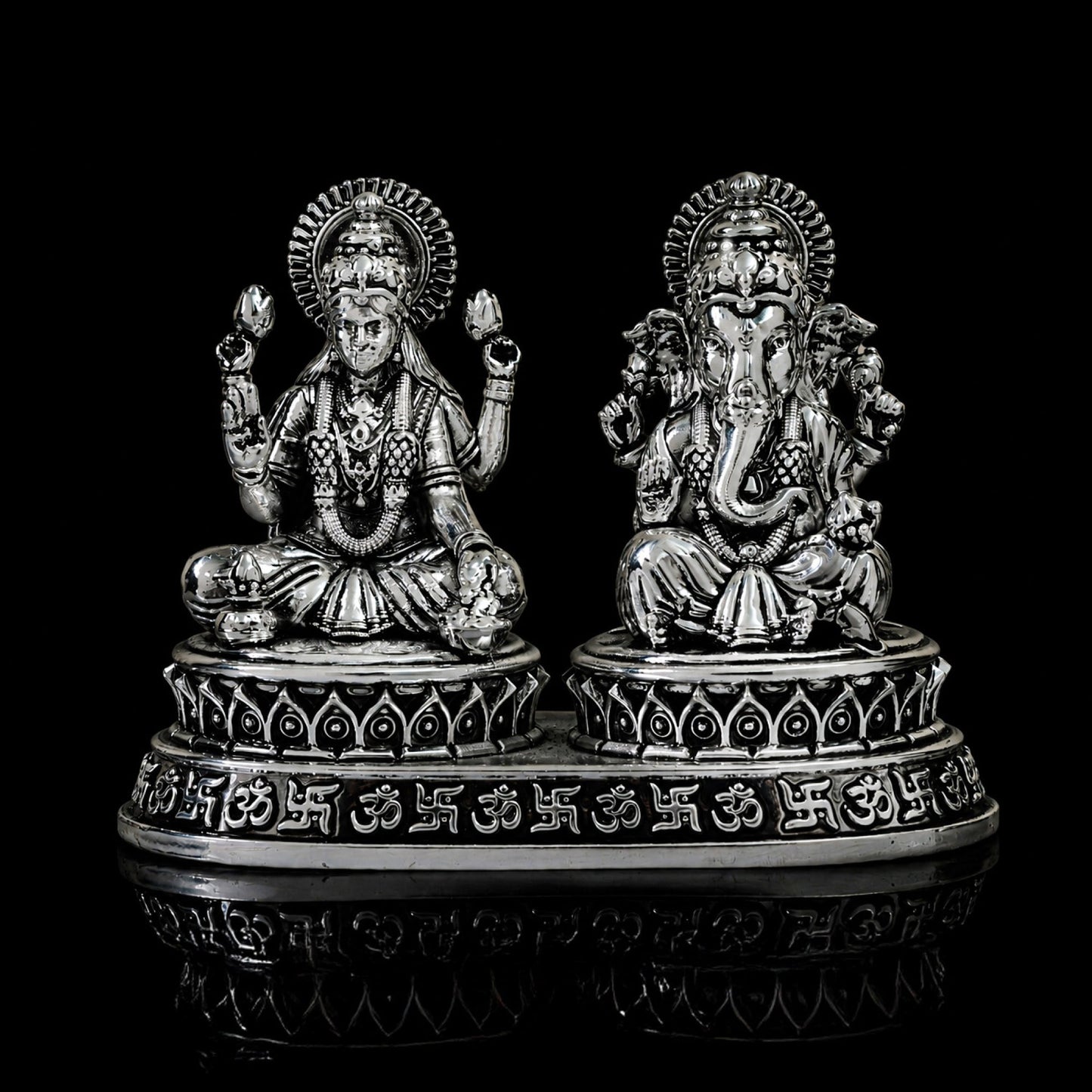 Dhan Siddhi Laxmi Ganesh Silver Plated 