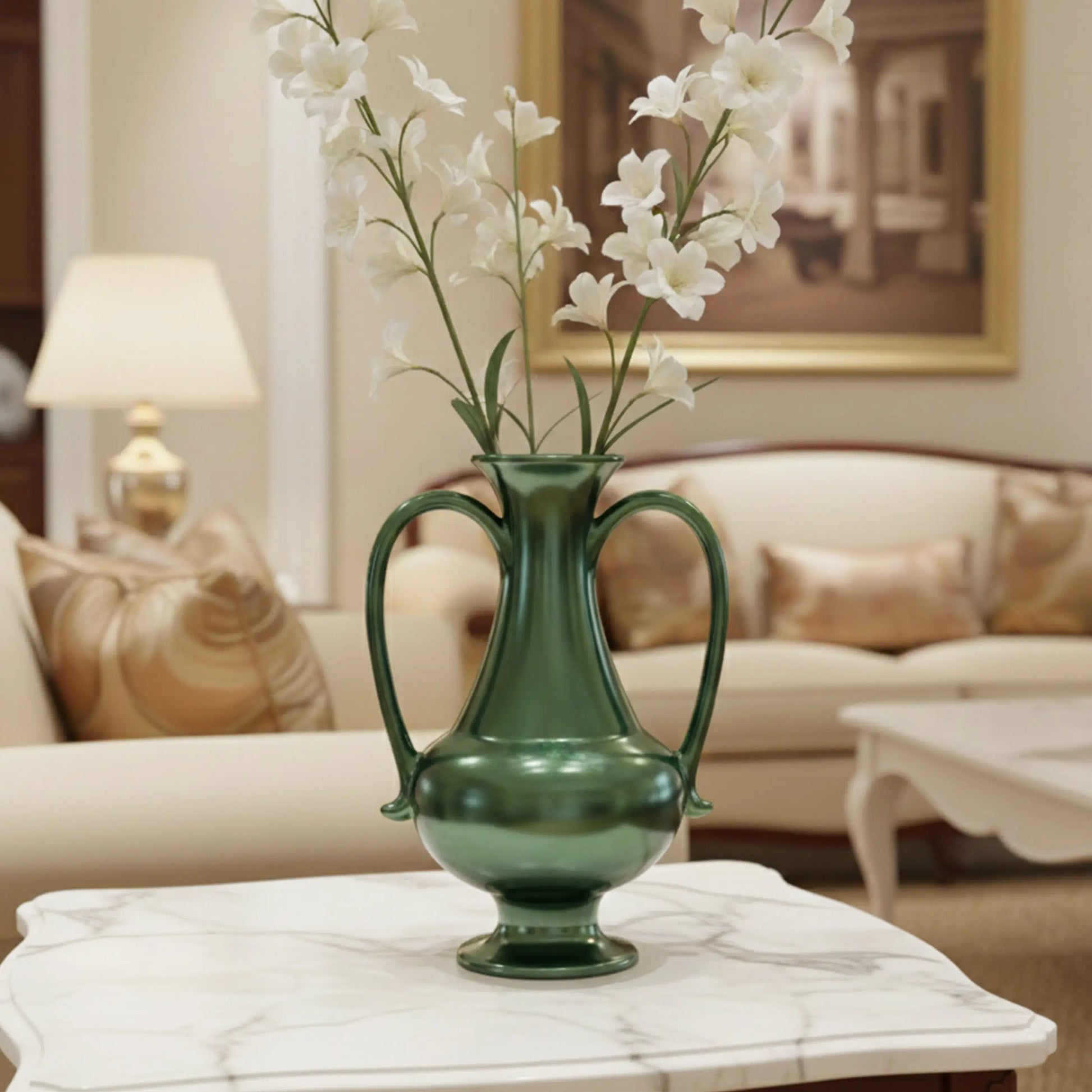 A Gleam in Green - Ceramic Amphora Vase