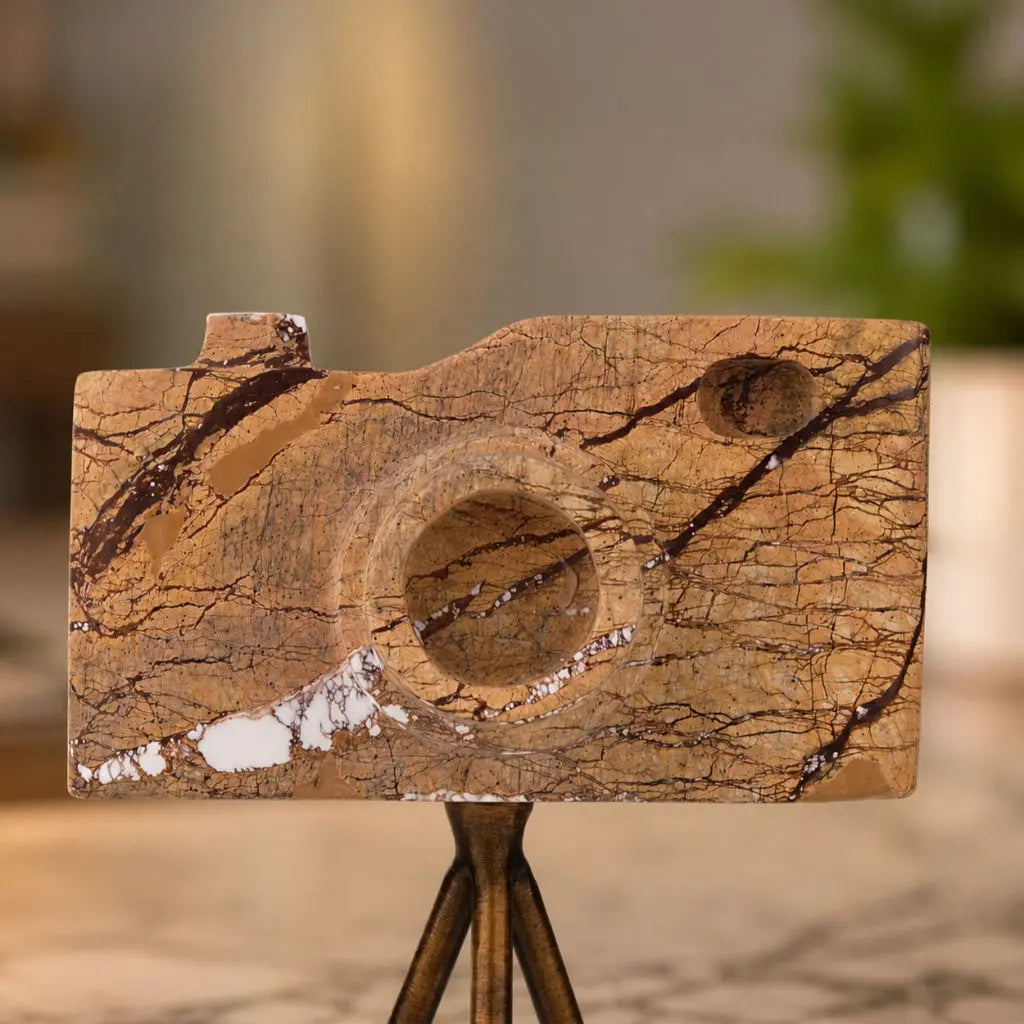 Marble Retro Style Camera Showpiece 