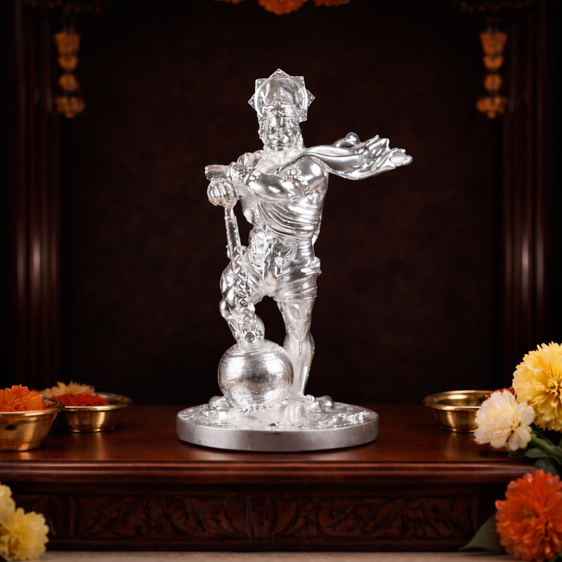 Bahubali Hanuman Silver Plated Idol