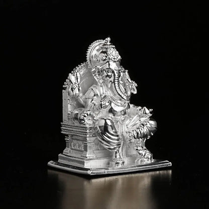 Lalitasana Ganesha Silver Plated Idol