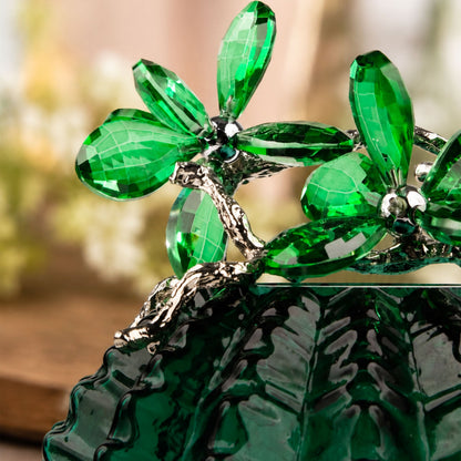 Emerald Leaf Crystal Vase 