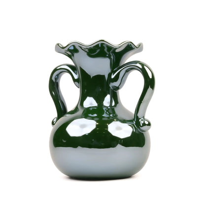 A Gleam in Green - Ceramic Baroque Vase