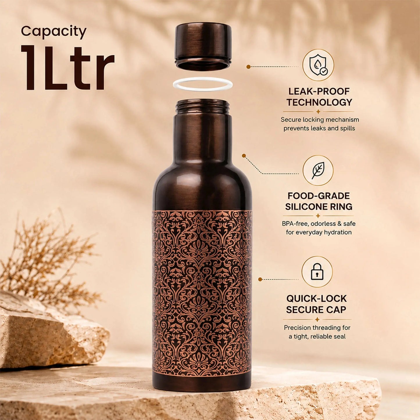 Classic Etch Copper Bottle