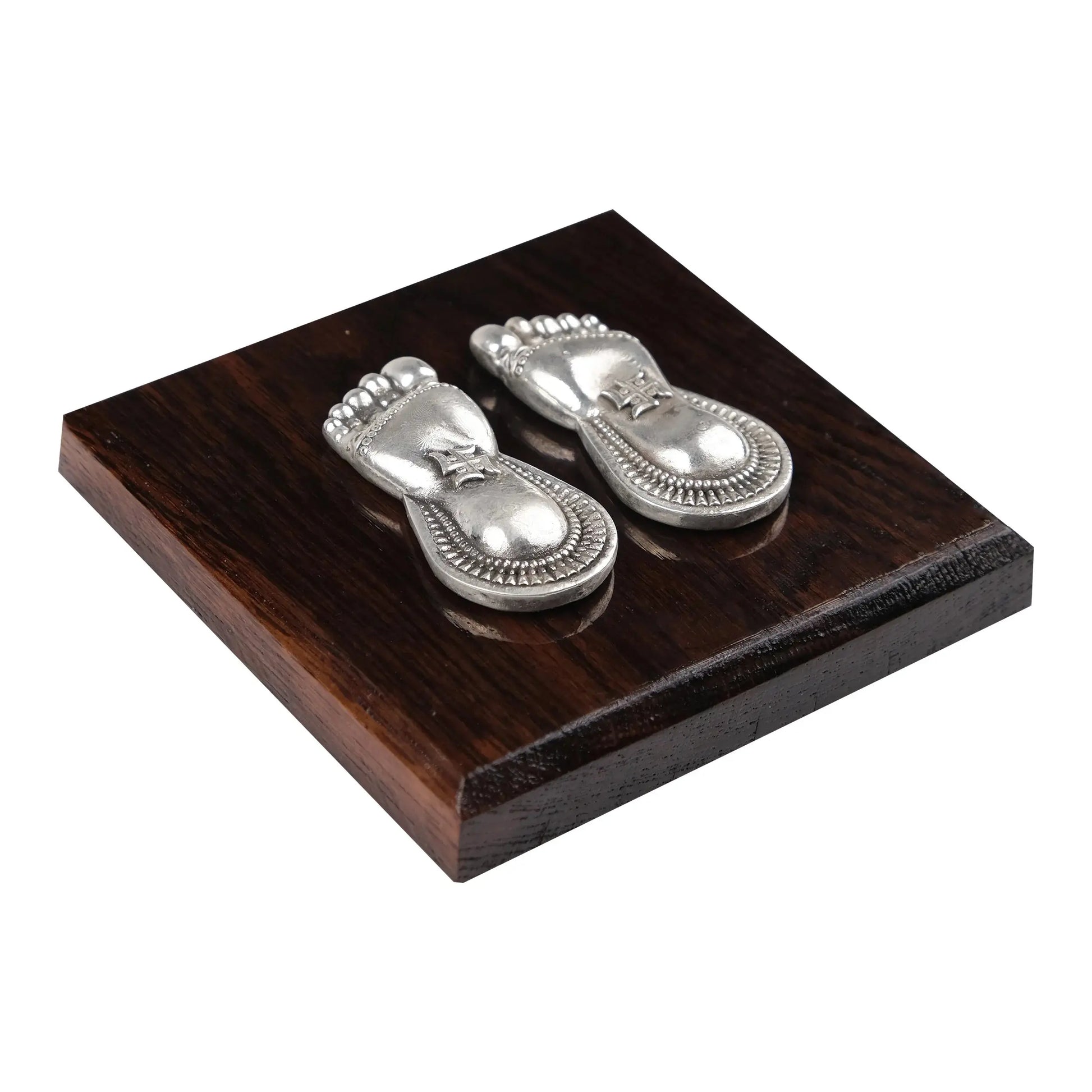 Laxmi Charan Paduka with Wooden Base 999 Silver Artarium