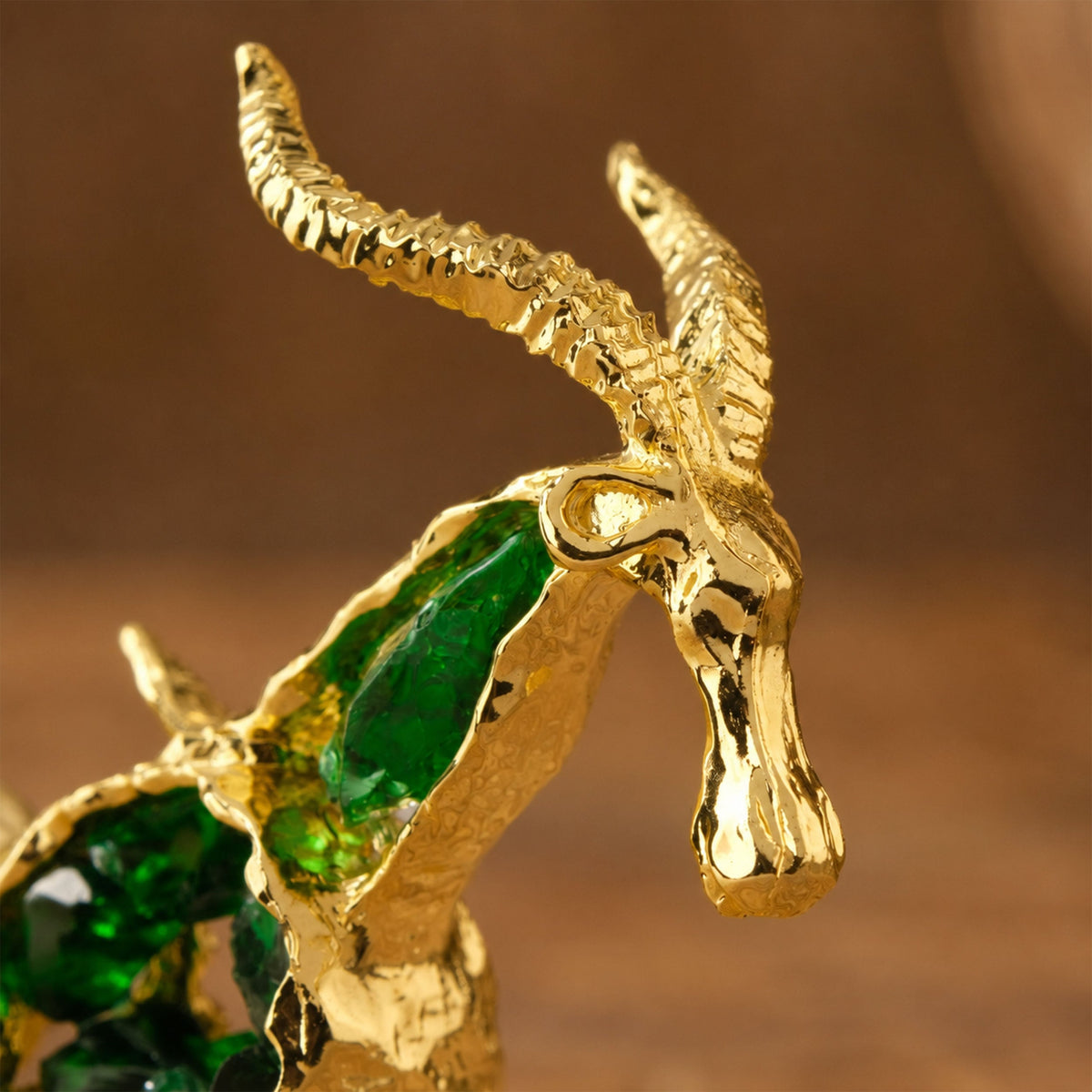 Luxury Gold Antelope with Green Fluorite 