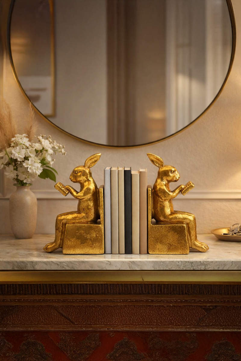 Twin Scholars Antique Bunny Bookends