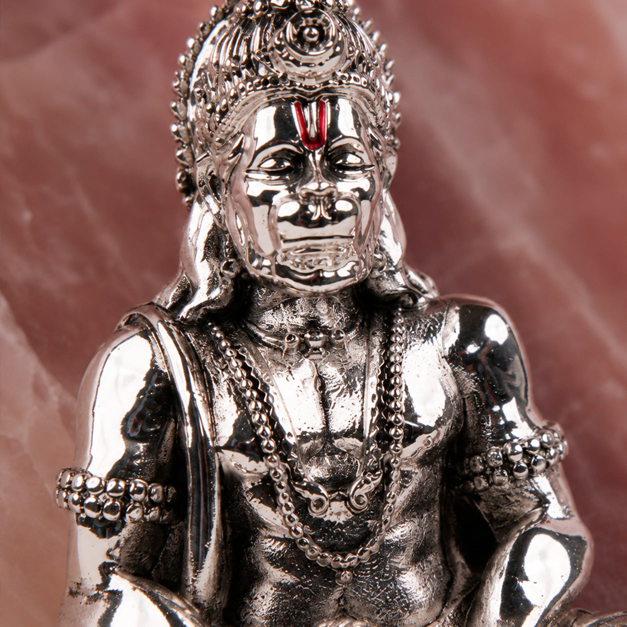 Meditating Hanuman Silver-Plated Idol Artarium