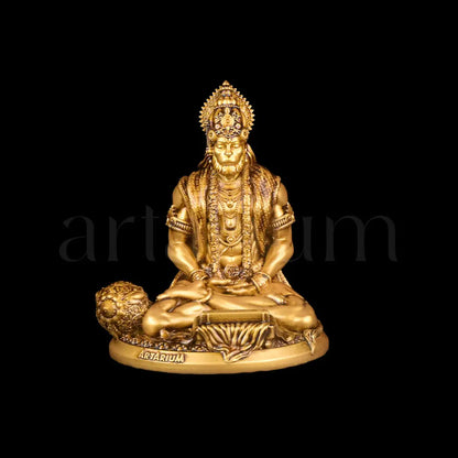 Meditating Hanuman Statue & Gada Idols Set