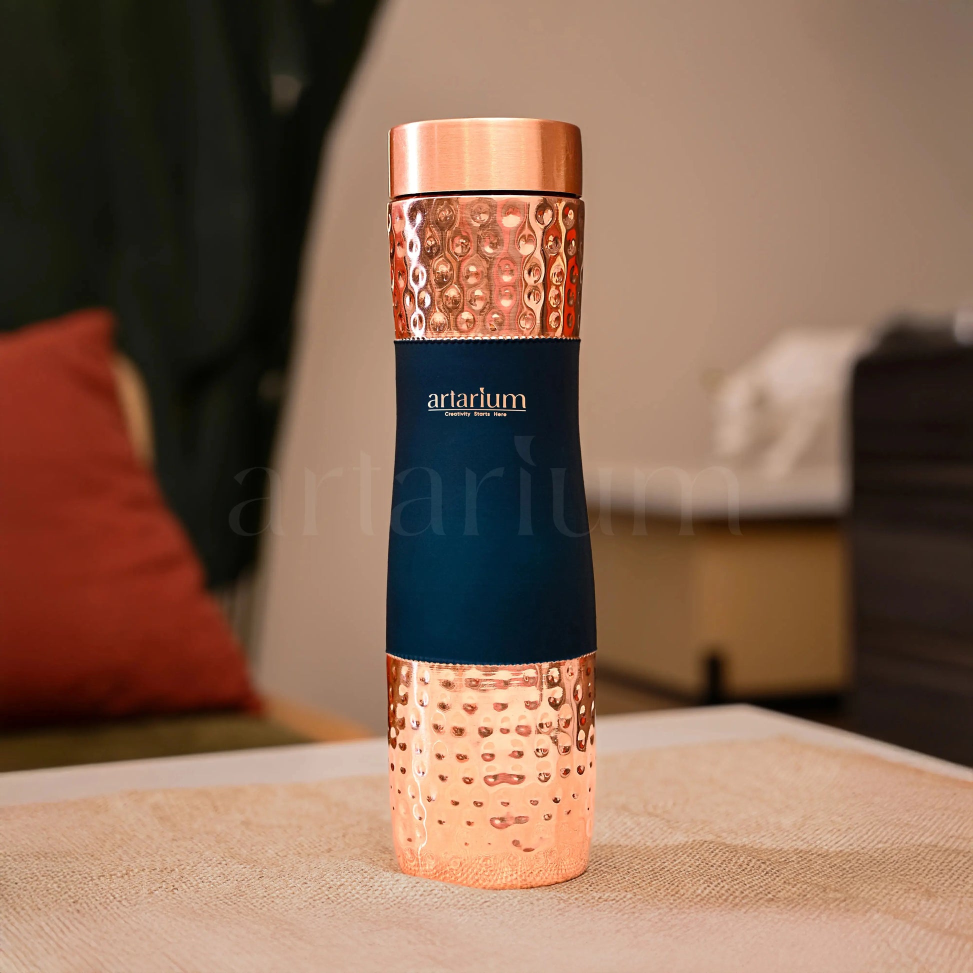 Hammered Copper Bottle in Cups Artarium