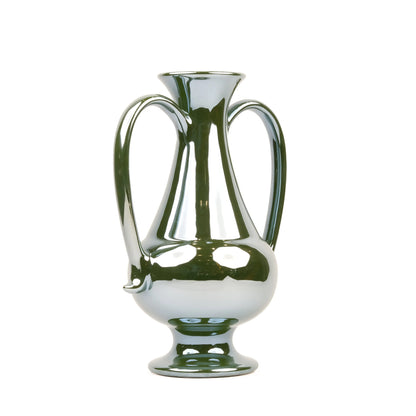 A Gleam in Green - Ceramic Amphora Vase