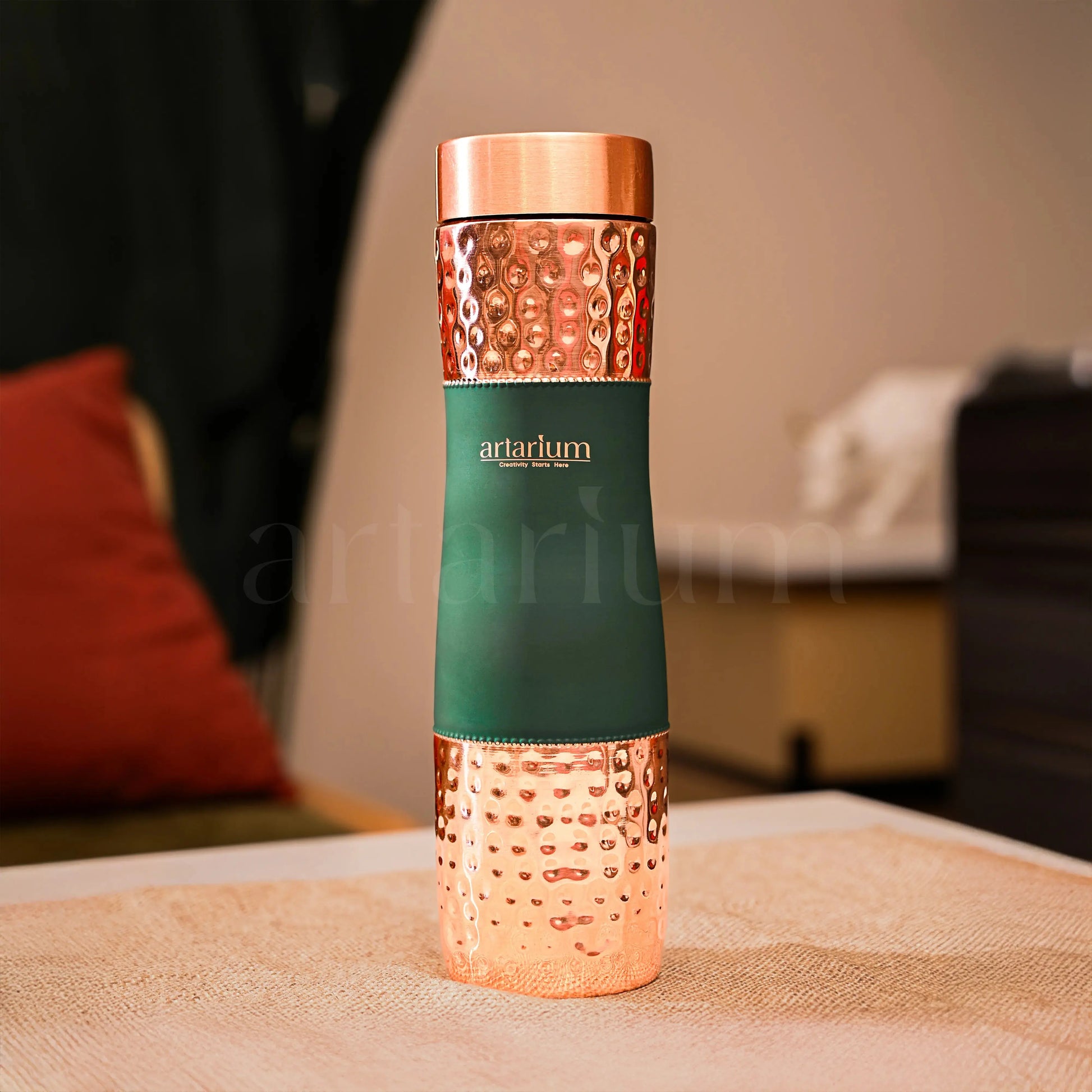 Hammered Copper Bottle in Cups Artarium