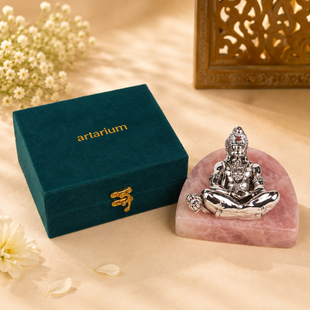 Meditating Hanuman Silver-Plated Idol Artarium