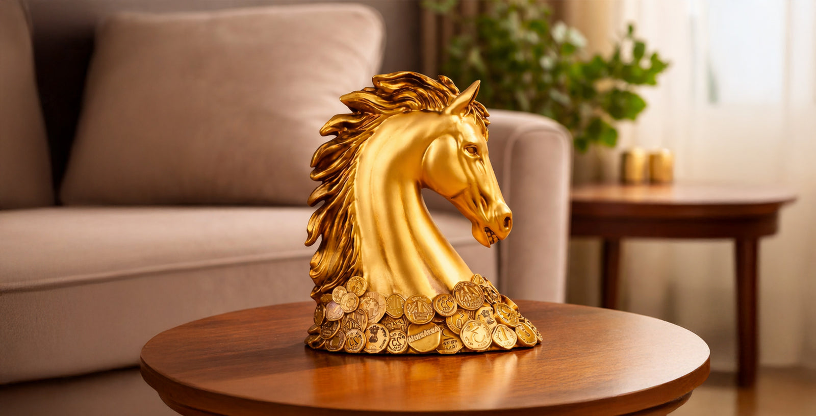 New Coin Horse Head Figurine