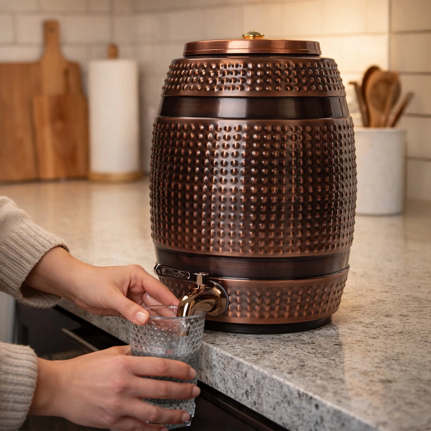 Barrel-Shaped Pure Copper Water Dispenser