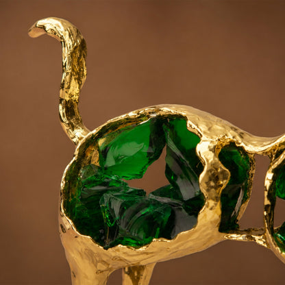 Luxury Gold Antelope with Green Fluorite 