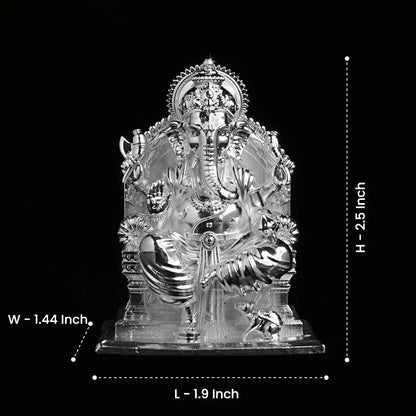 Lalitasana Ganesha Silver Plated Idol