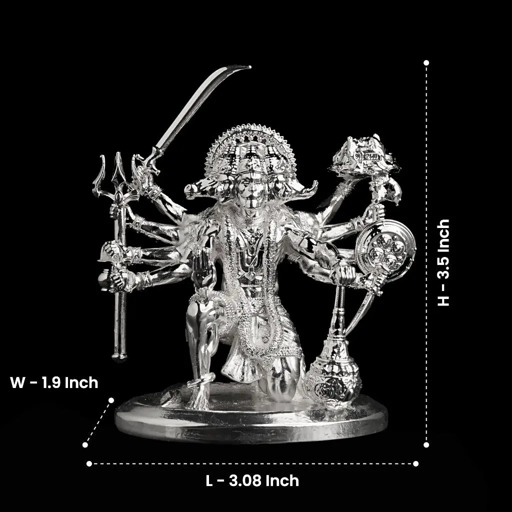 Sitting Panchmukhi Hanuman Silver Plated